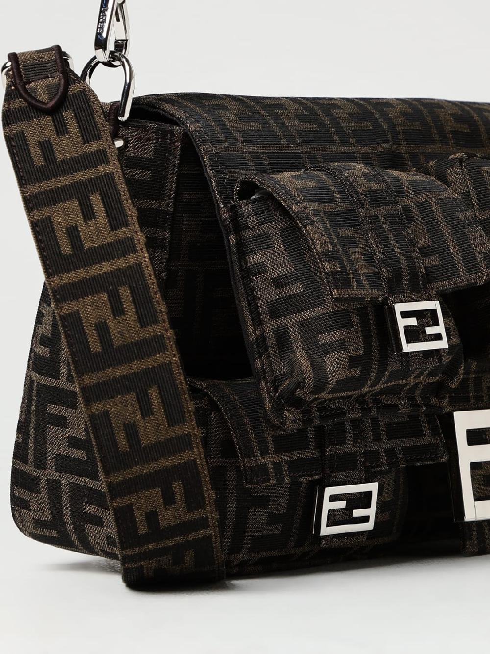 Giglio Borsa Maxi Multipocket Baguette FF Fendi In Tessuto Jacquard