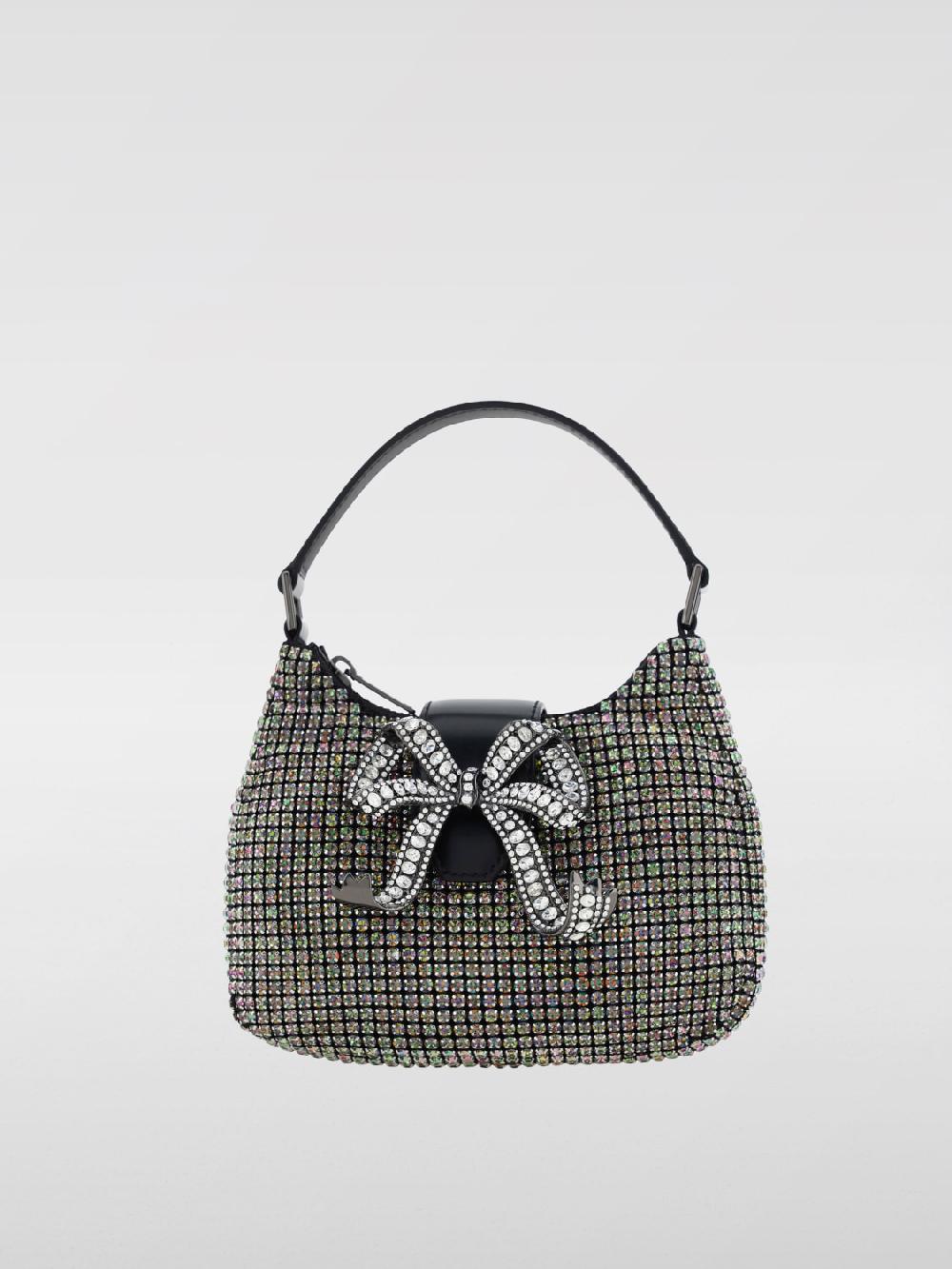 Giglio Borsa Micro Crescent Self-Portrait in pelle con strass all over