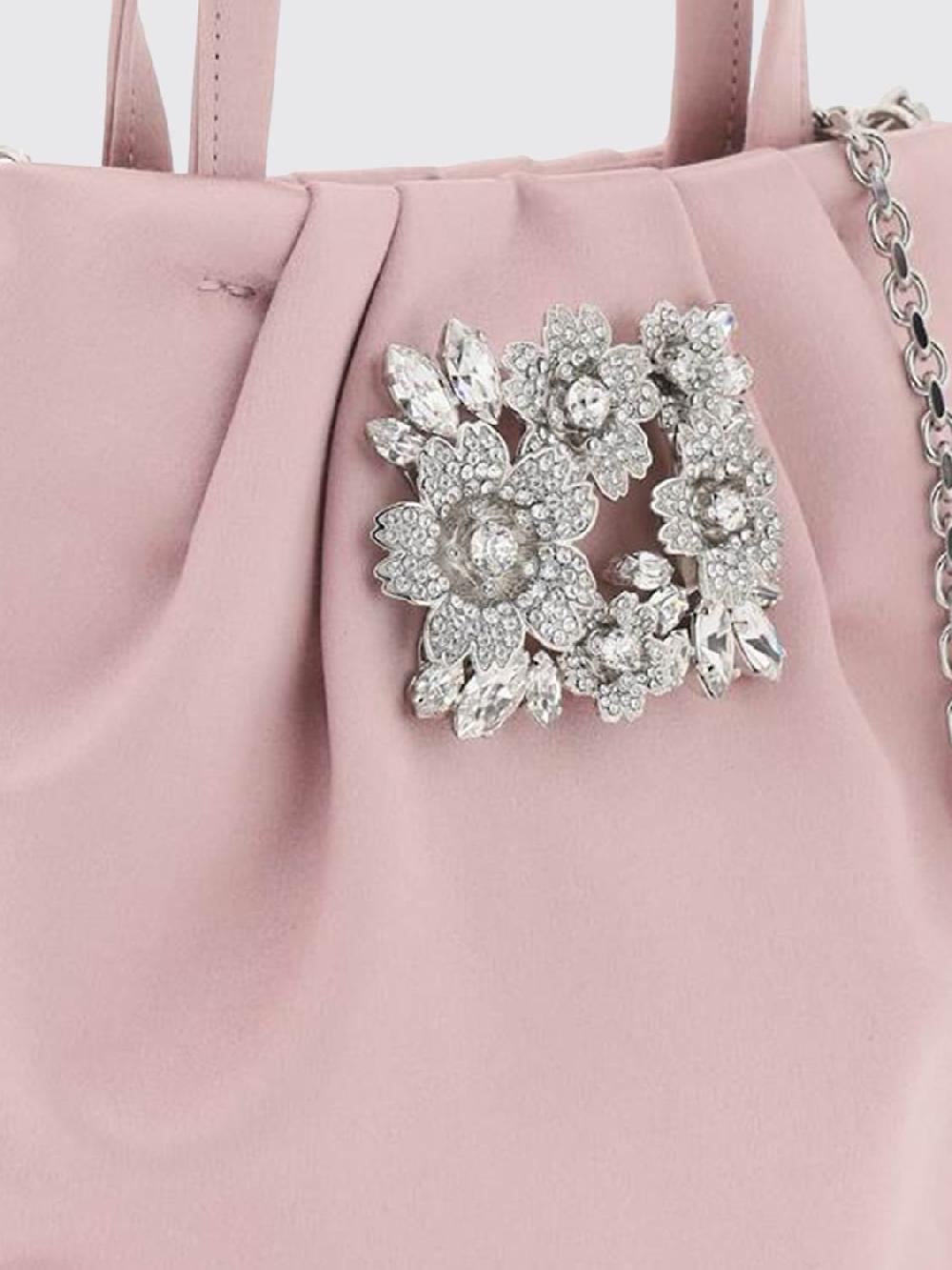 Giglio Borsa Micro Drapé Pocket Roger Vivier In Raso Con Fibbia Bouquet Strass
