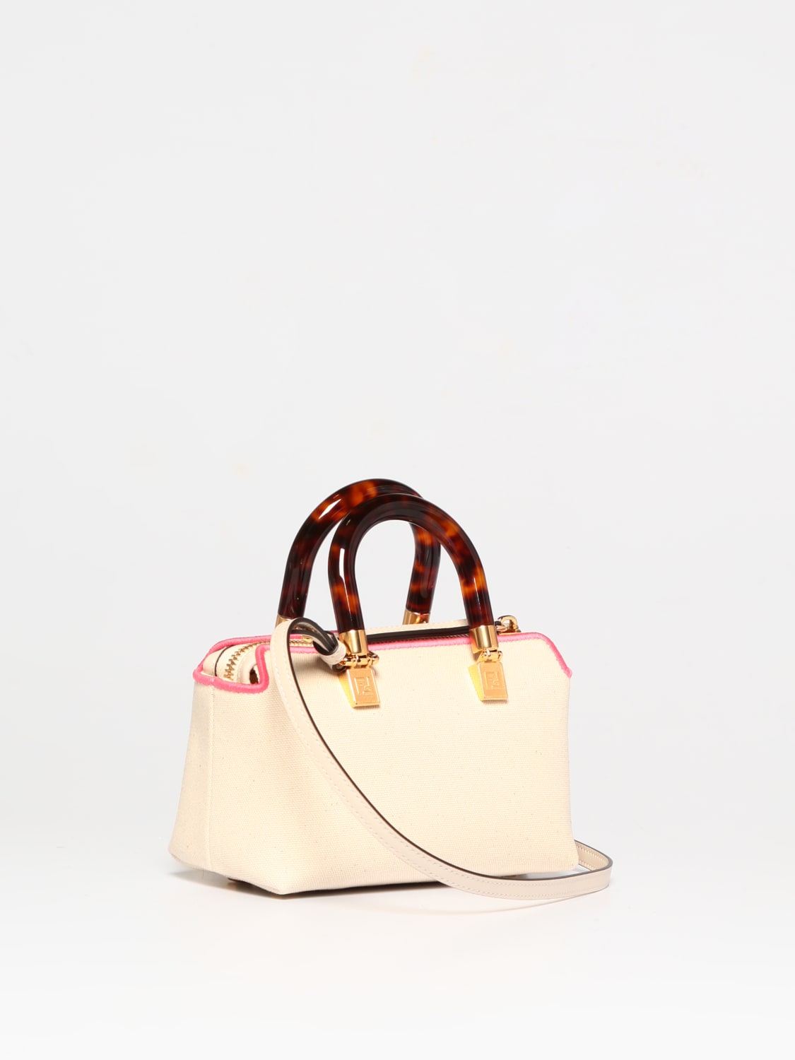 Giglio Borsa Mini By The Way Fendi In Canvas Con Logo Ricamato