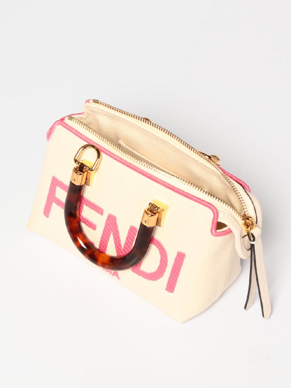 Giglio Borsa Mini By The Way Fendi In Canvas Con Logo Ricamato