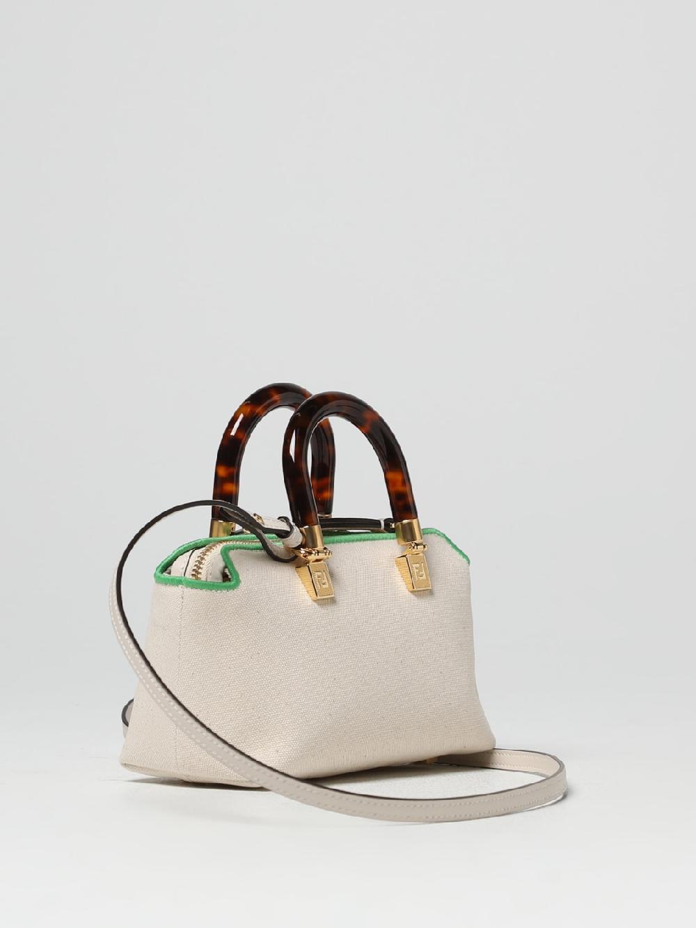 Giglio Borsa Mini By The Way Fendi In Canvas Con Logo Ricamato