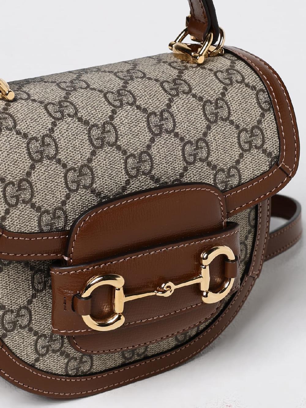 Giglio Borsa Mini Horsebit 1955 Gucci In Tessuto GG Supreme E Pelle