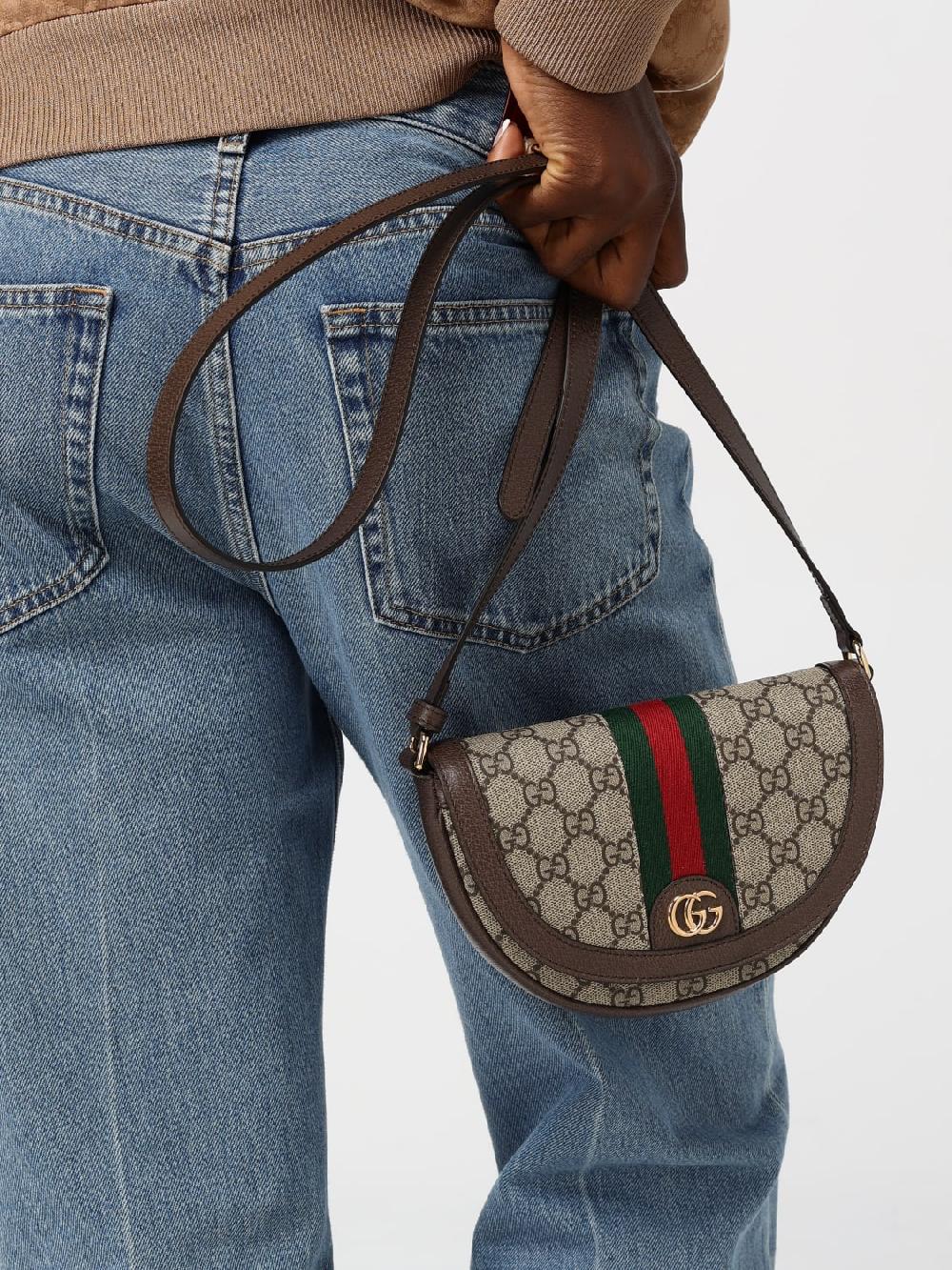 Giglio Borsa Mini Ophidia Gucci In Tessuto GG Supreme E Pelle A Grana
