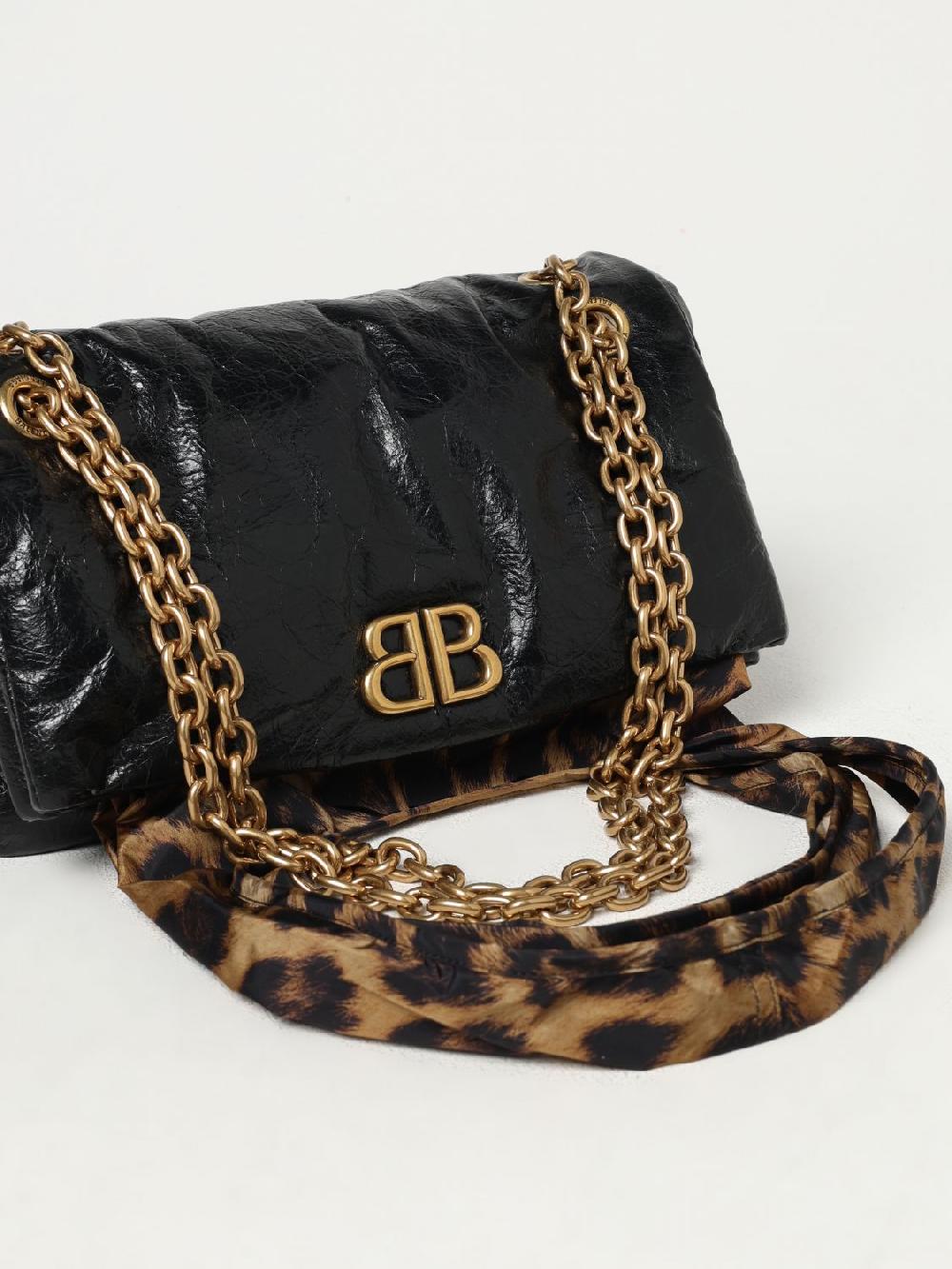Giglio Borsa Monaco Balenciaga In Pelle Arena E Nylon Animalier