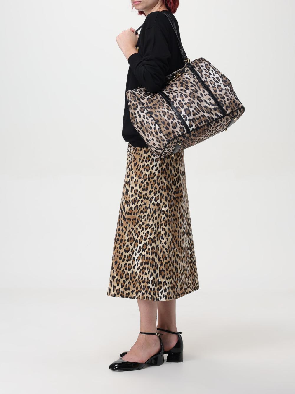 Giglio Borsa Moschino Couture In Nylon Stampa Animalier