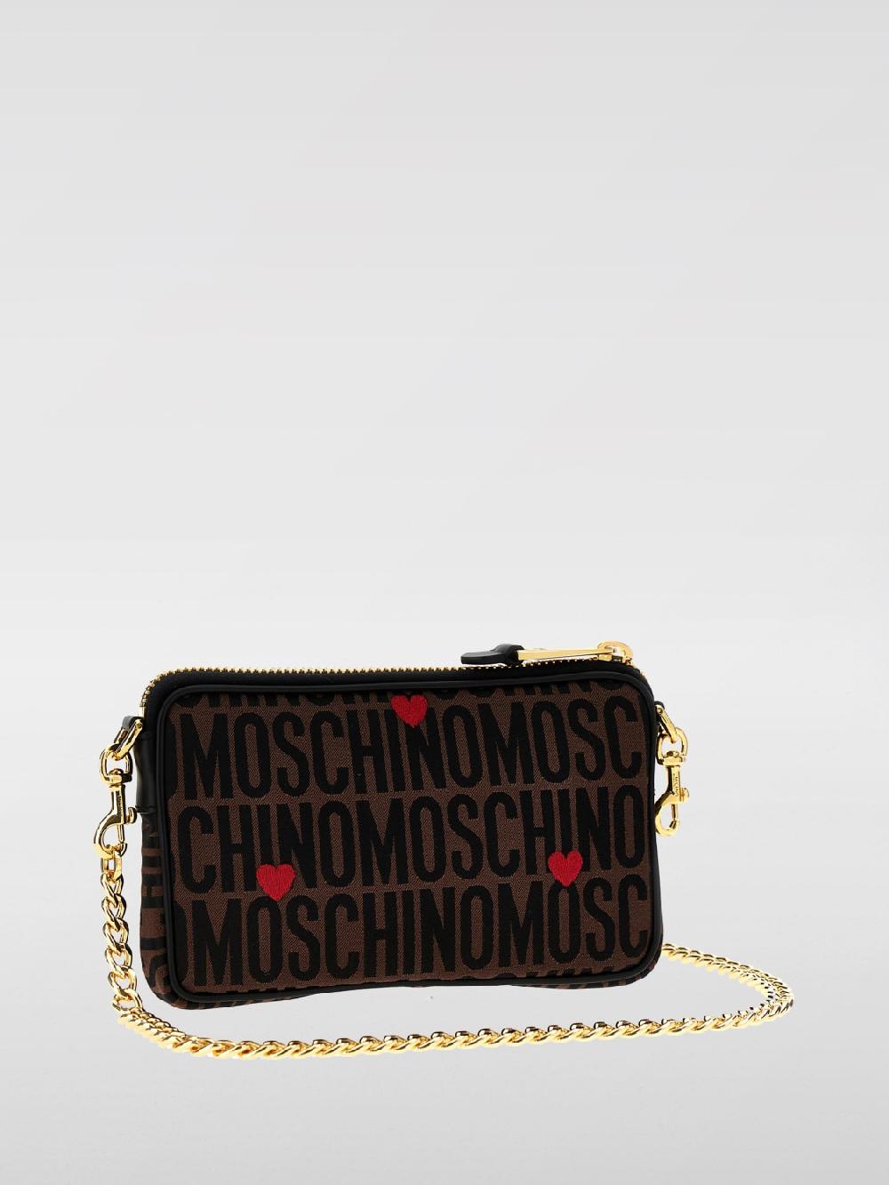Giglio Borsa Moschino Couture In Pelle E Tessuto Con Logo Jacquard