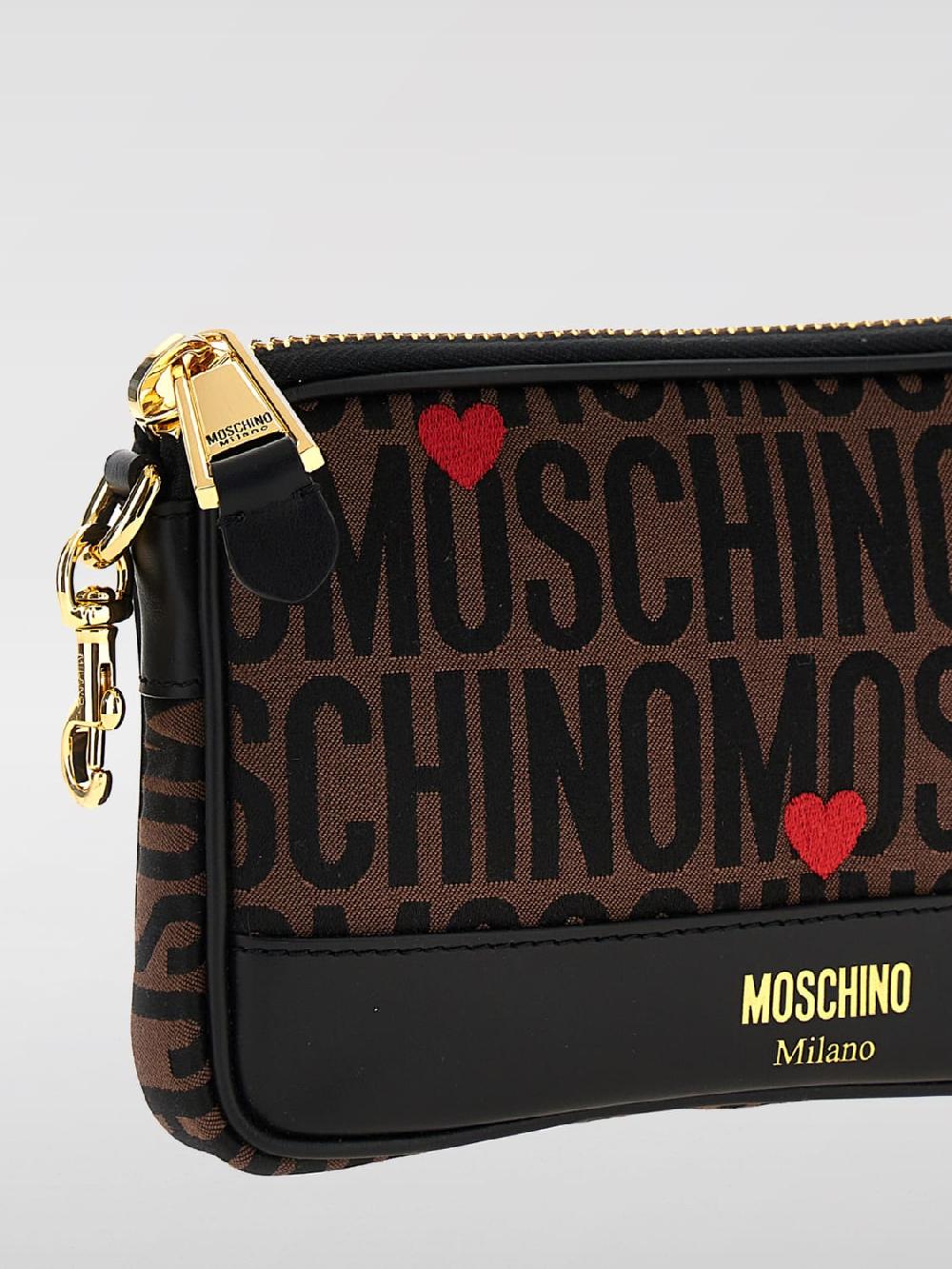Giglio Borsa Moschino Couture In Pelle E Tessuto Con Logo Jacquard