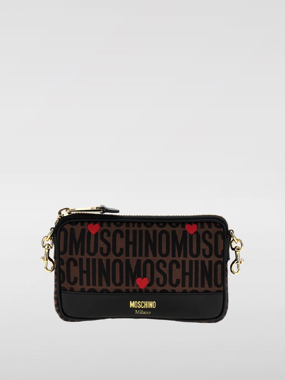Giglio Borsa Moschino Couture in pelle e tessuto con logo jacquard