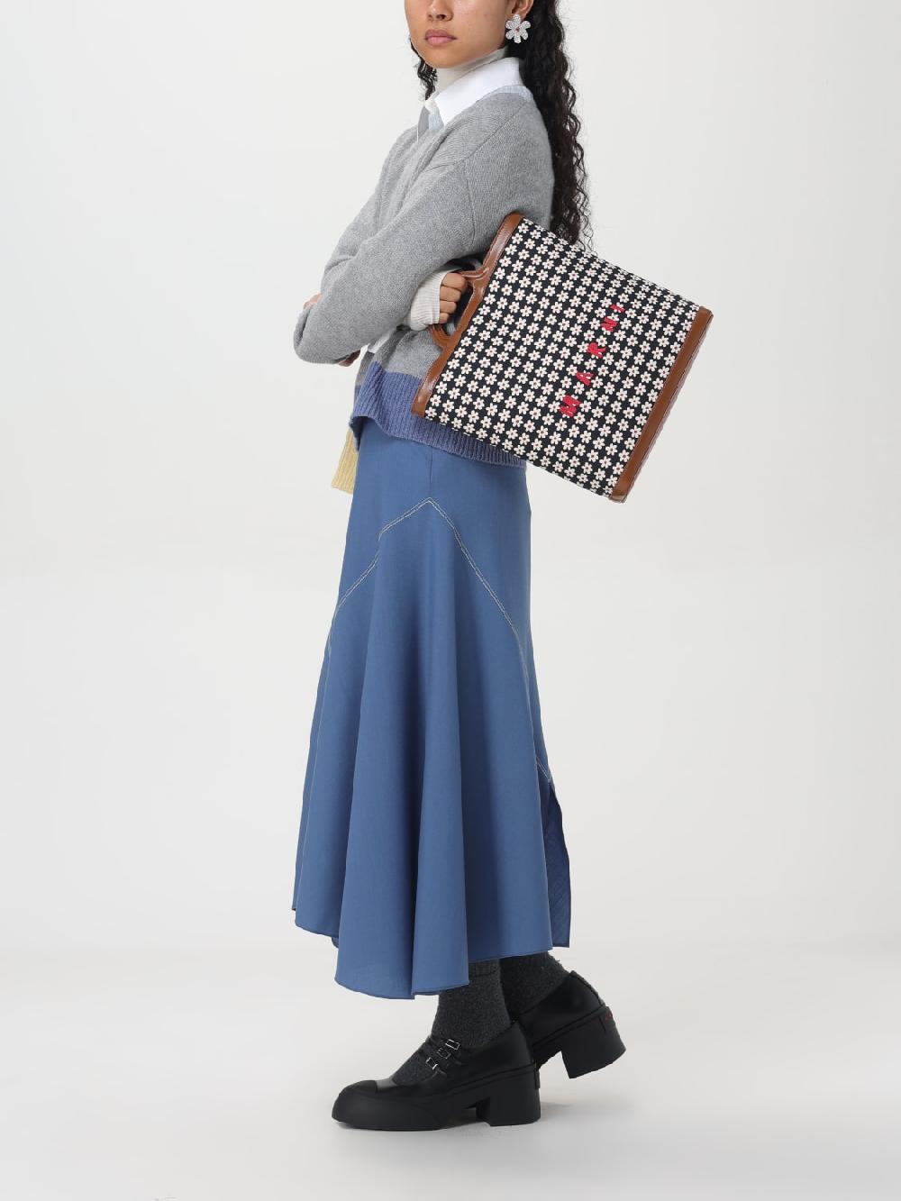 Giglio Borsa Museo Marni In Pelle E Canvas Con Stampa Floreale