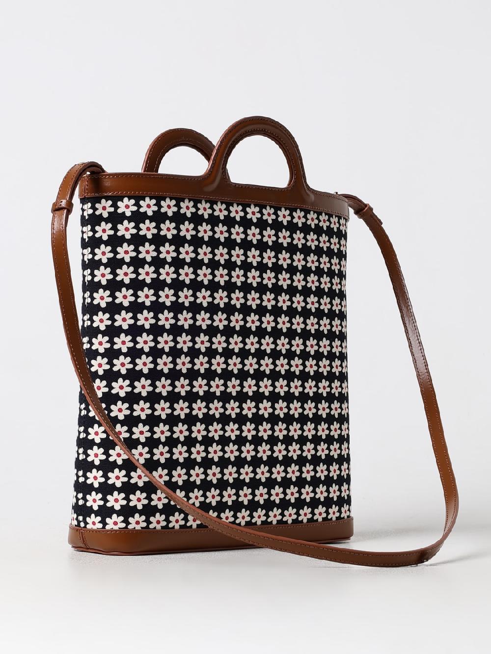Giglio Borsa Museo Marni In Pelle E Canvas Con Stampa Floreale