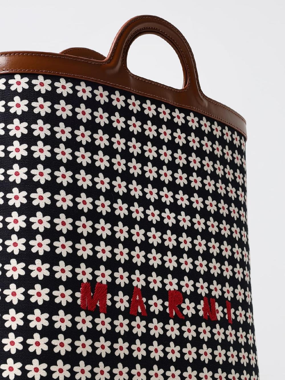 Giglio Borsa Museo Marni In Pelle E Canvas Con Stampa Floreale