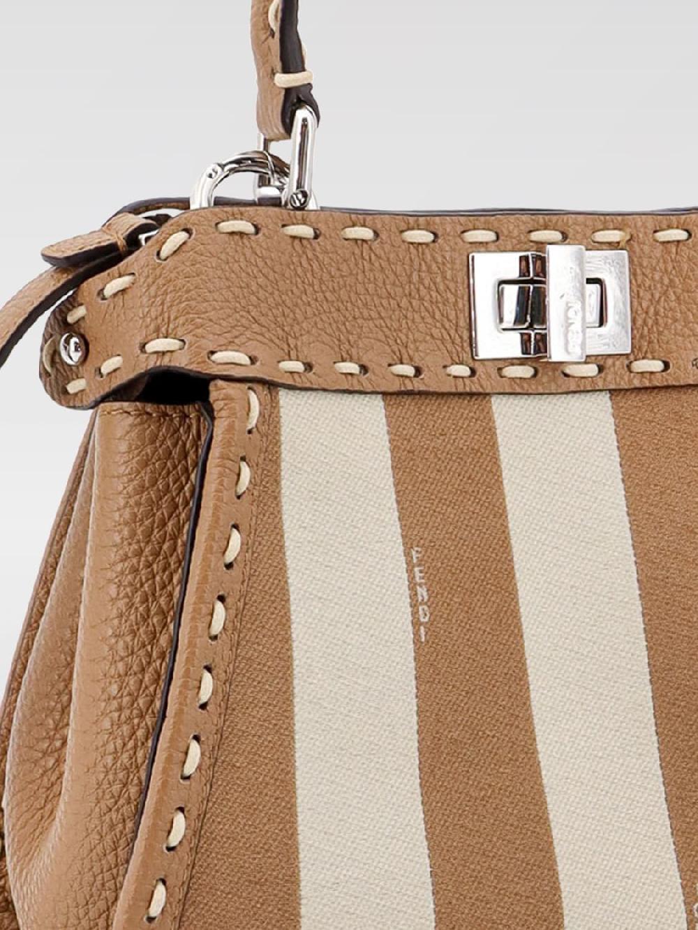 Giglio Borsa Peekaboo Mini Fendi In Pelle A Grana E Canvas