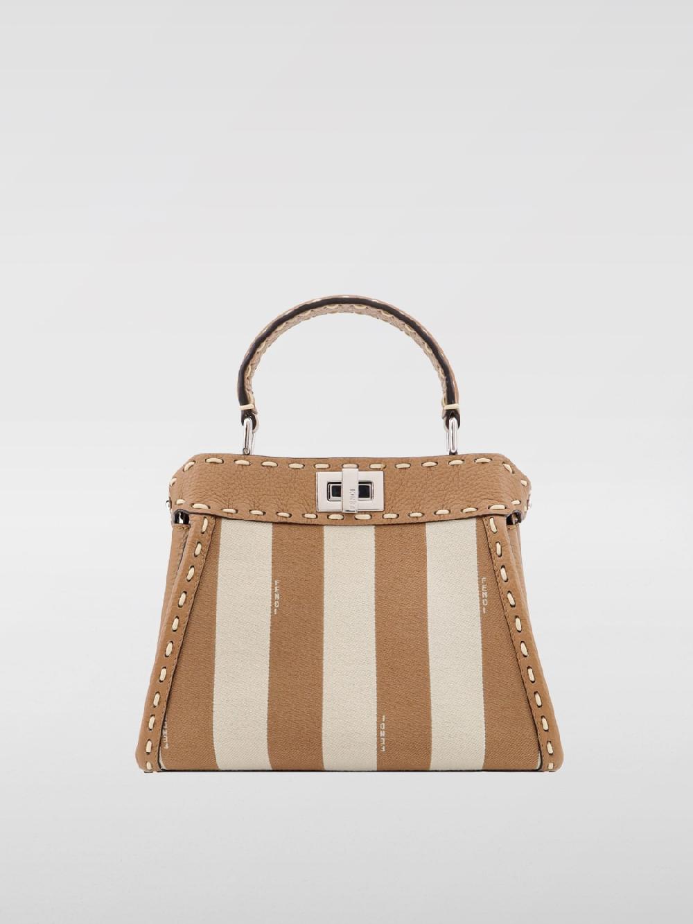 Giglio Borsa Peekaboo Mini Fendi in pelle a grana e canvas