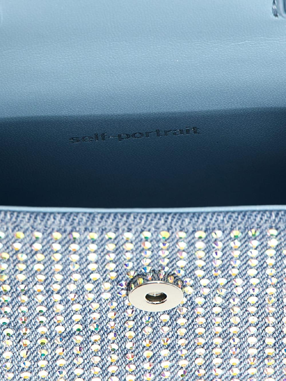 Giglio Borsa Rhinestone Self-Portrait In Denim Con Strass All Over