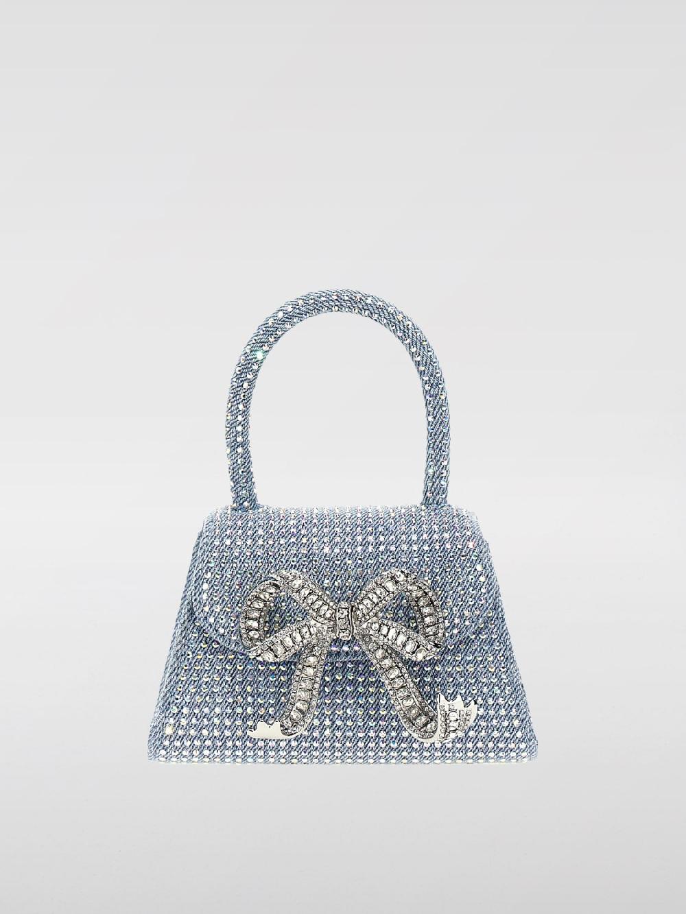 Giglio Borsa Rhinestone Self-Portrait in denim con strass all over