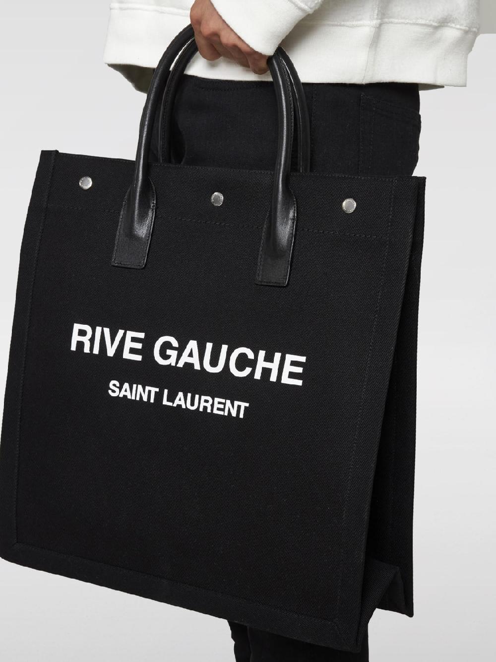 Giglio Borsa Rive Gauche North/South Saint Laurent In Canvas Di Cotone