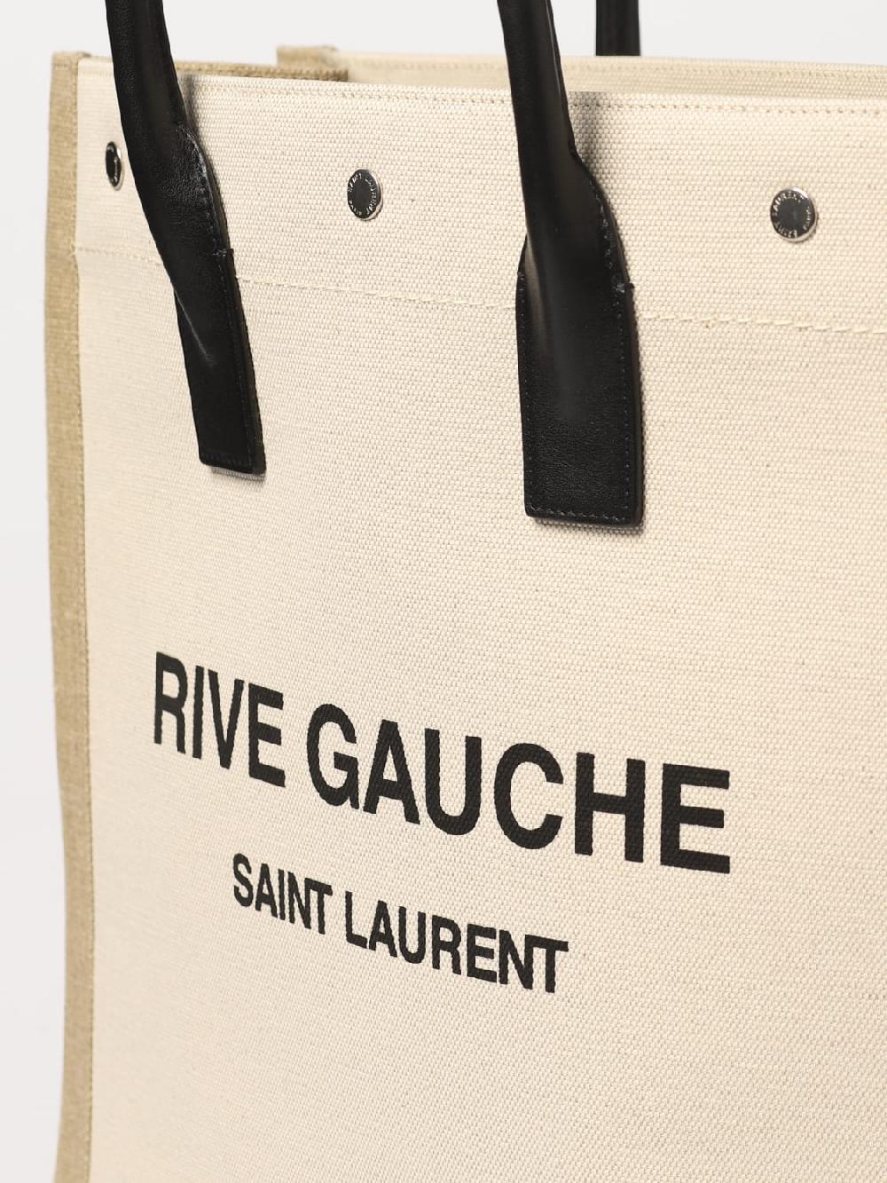 Giglio Borsa Rive Gauche North/South Saint Laurent In Canvas Di Cotone