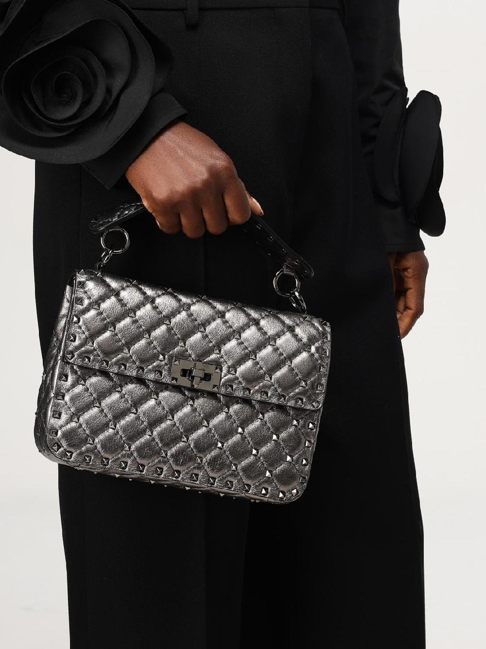 Giglio Borsa Rockstud Spike Valentino Garavani In Nappa Laminata Matelassè