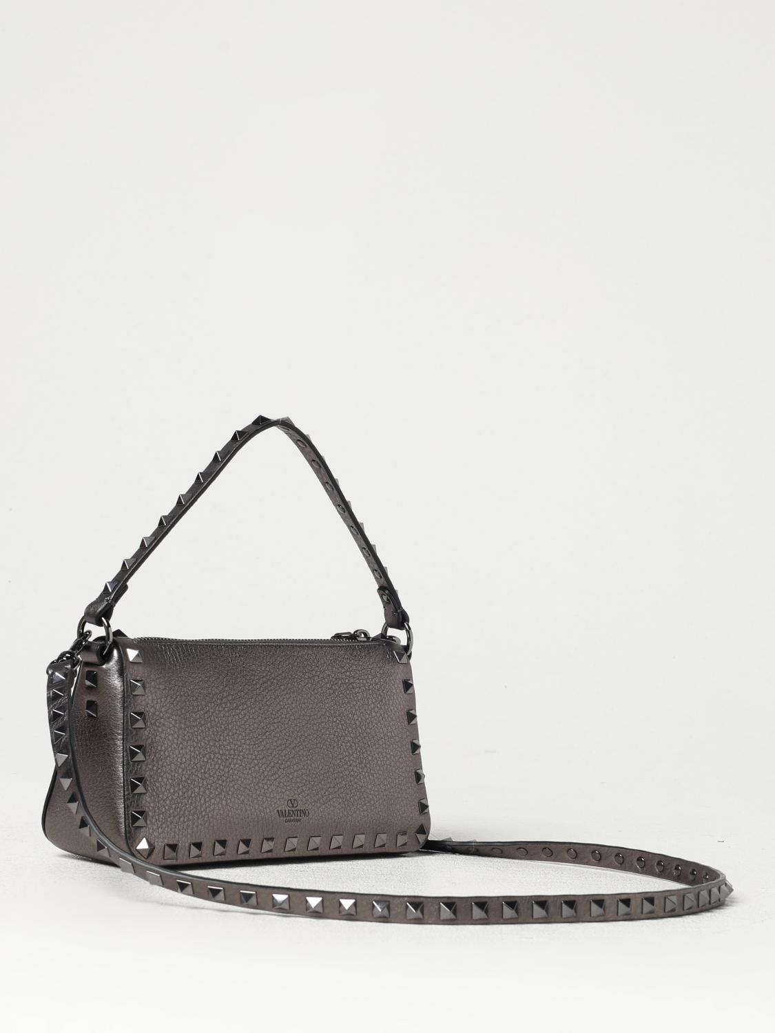 Giglio Borsa Rockstud Valentino Garavani In Nappa A Grana Laminata