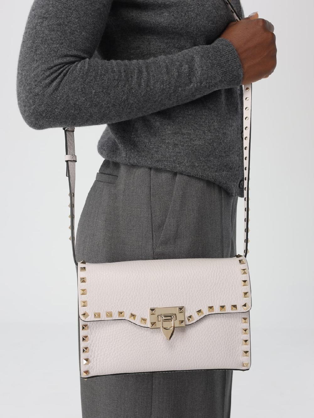 Giglio Borsa Rockstud Valentino Garavani In Pelle A Grana