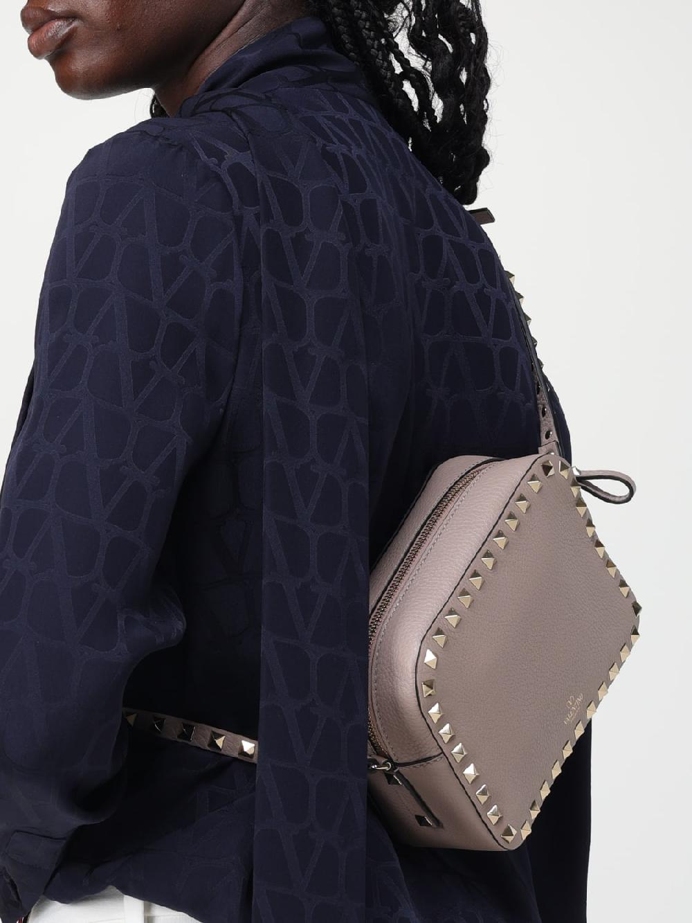 Giglio Borsa Rockstud Valentino Garavani In Pelle A Grana