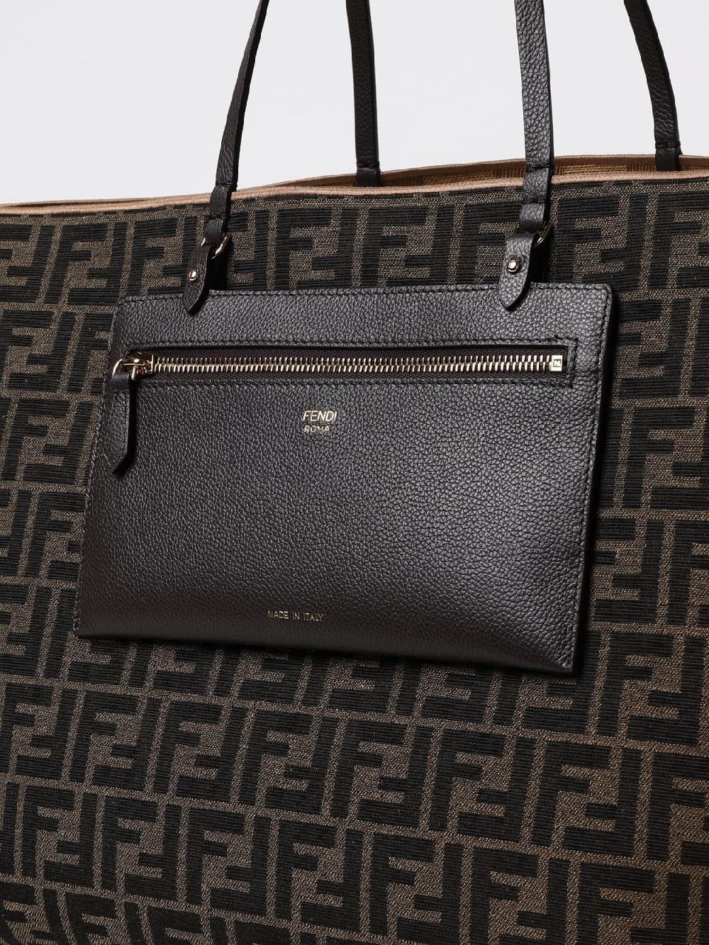 Giglio Borsa Roll Fendi Reversibile In Tessuto Jacquard E Pelle A Grana