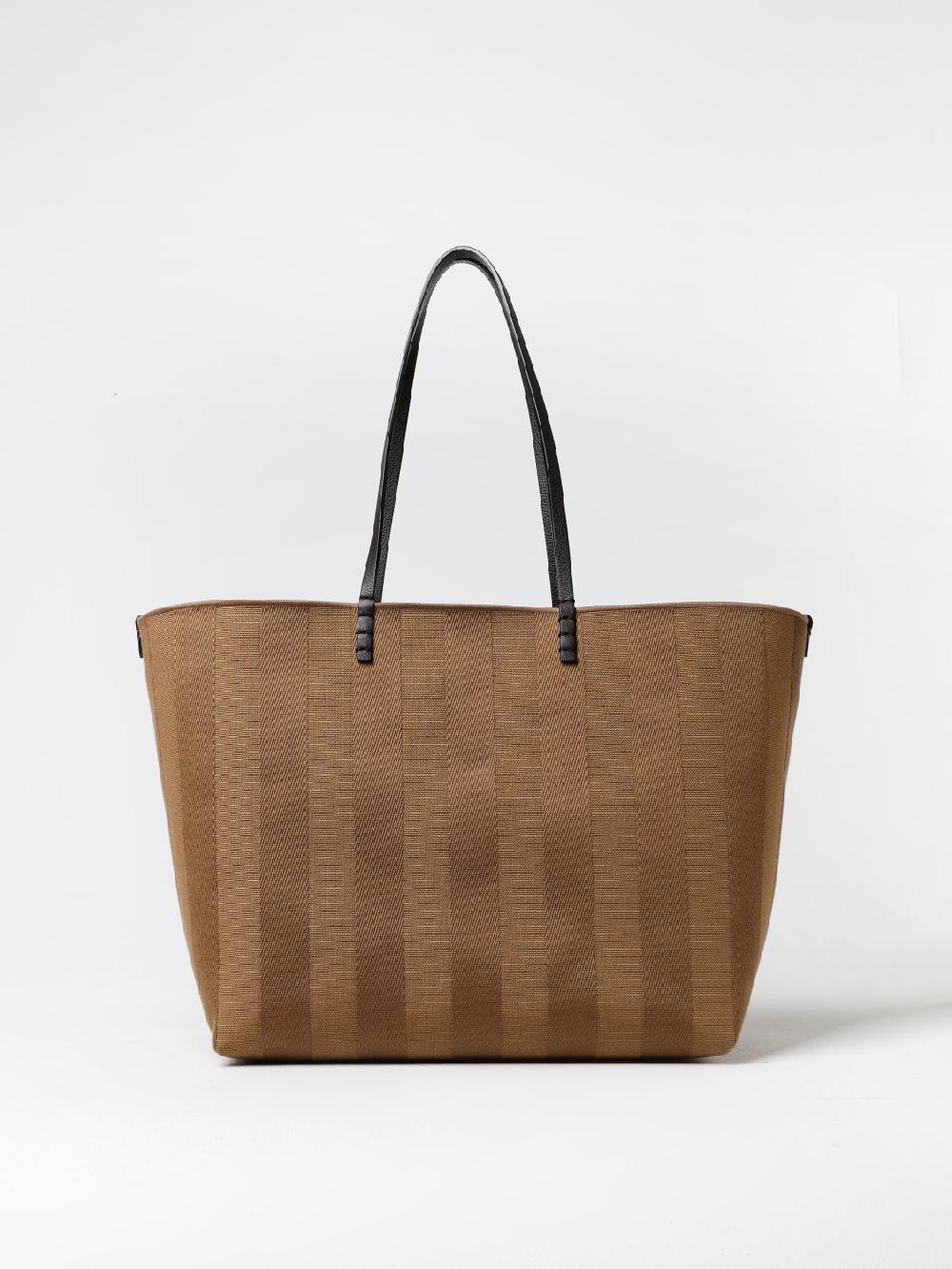 Giglio Borsa Roll Fendi reversibile in tessuto jacquard e pelle a grana