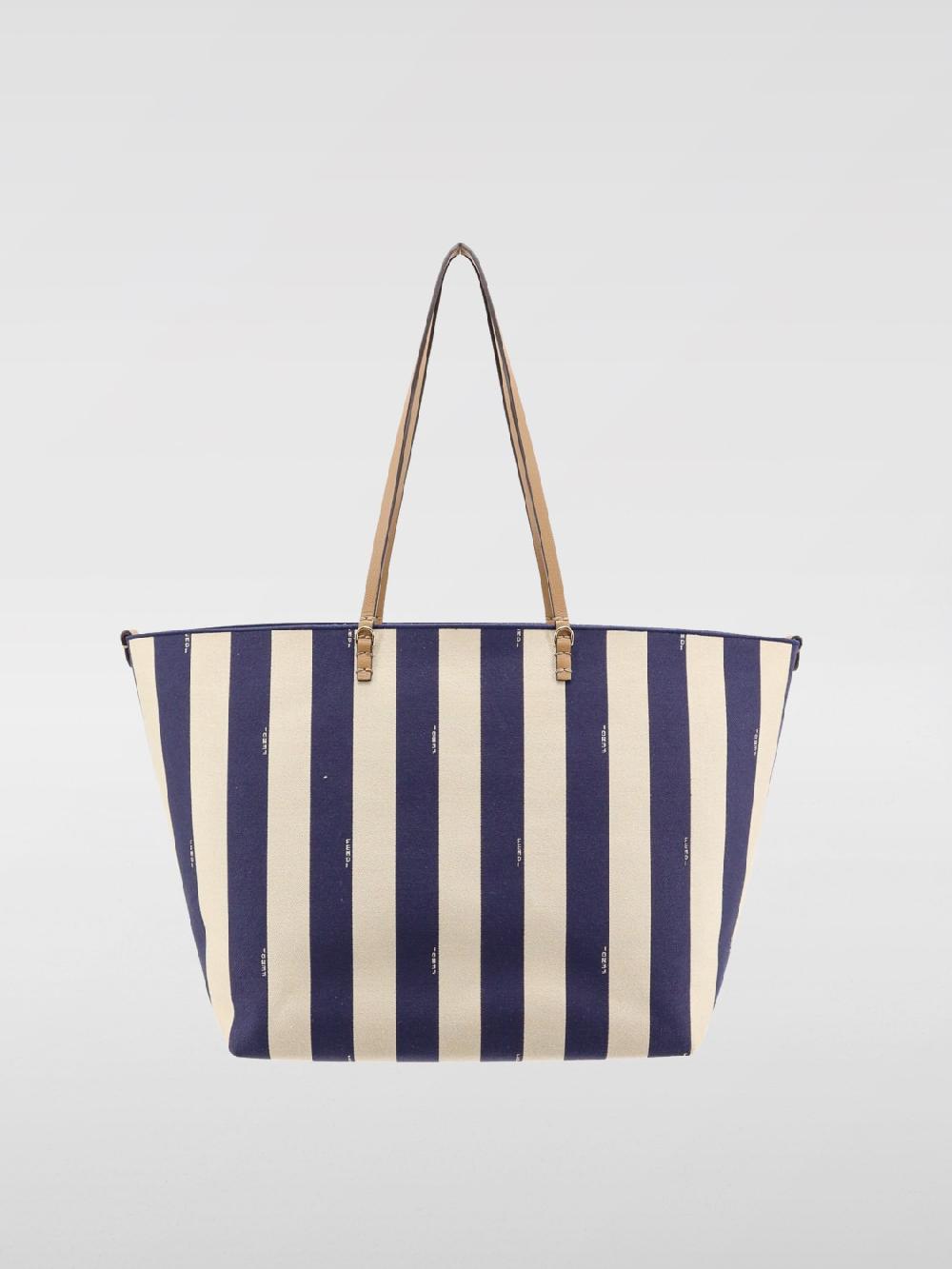 Giglio Borsa Roll Large Fendi Reversibile In Tessuto Jacquard E Pelle