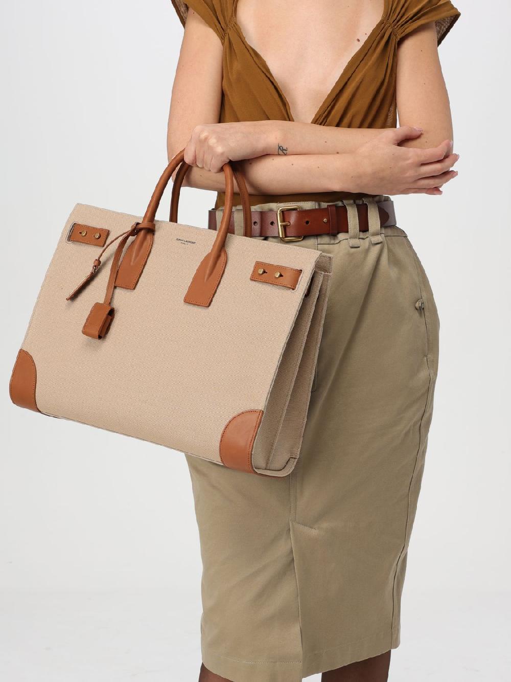 Giglio Borsa Sac De Jour Saint Laurent In Cotone E Pelle