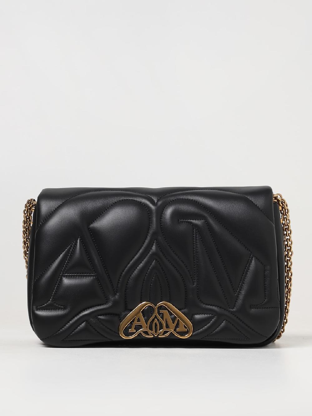 Giglio Borsa Seal Alexander McQueen in pelle con logo embossed