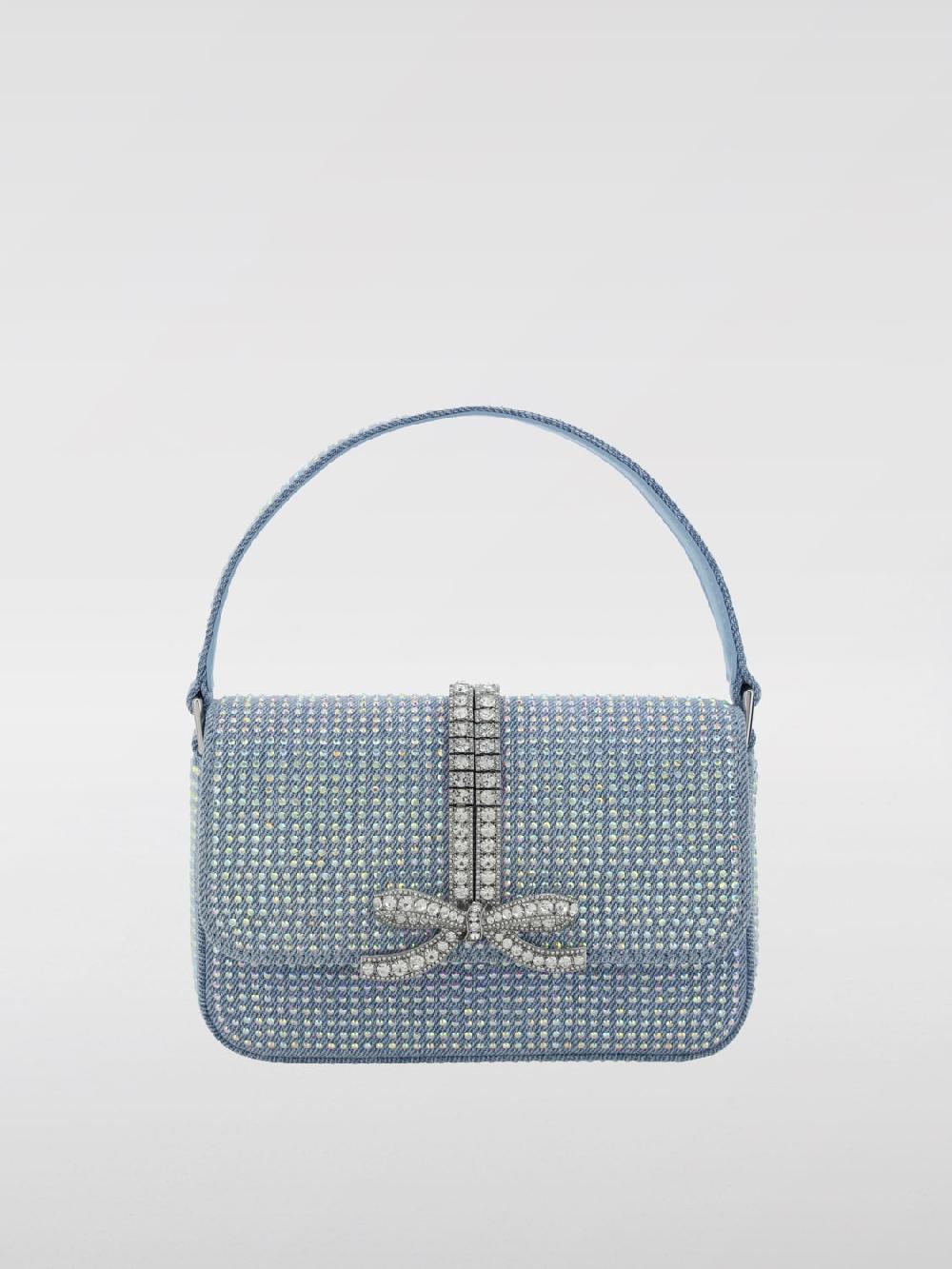 Giglio Borsa Self-Portrait in denim con strass all over