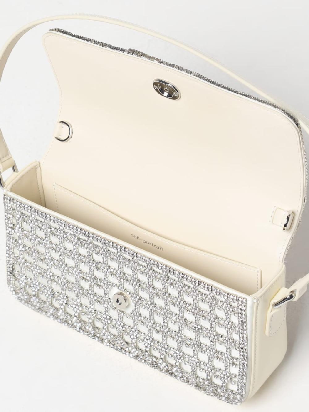 Giglio Borsa Self-Portrait In Pelle Spazzolata Con Strass Incastonati In Maglia