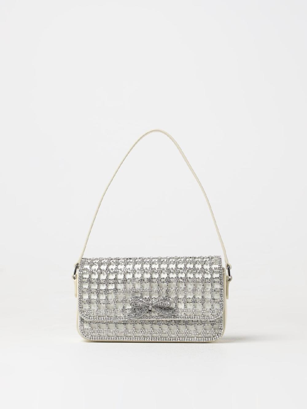 Giglio Borsa Self-Portrait in pelle spazzolata con strass incastonati in maglia