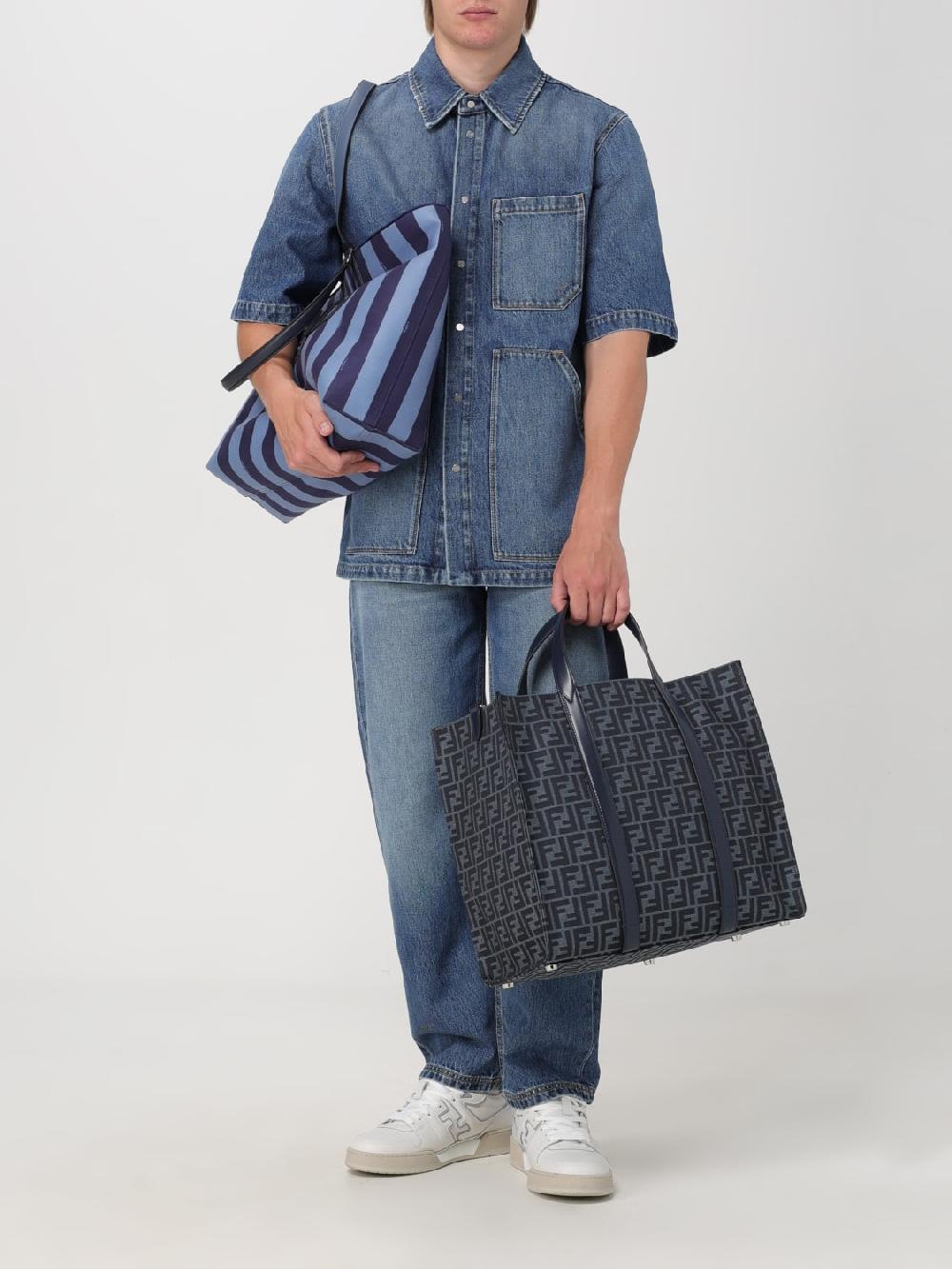 Giglio Borsa Shopper FF Fendi Reversibile In Tessuto Jacquard Riciclato