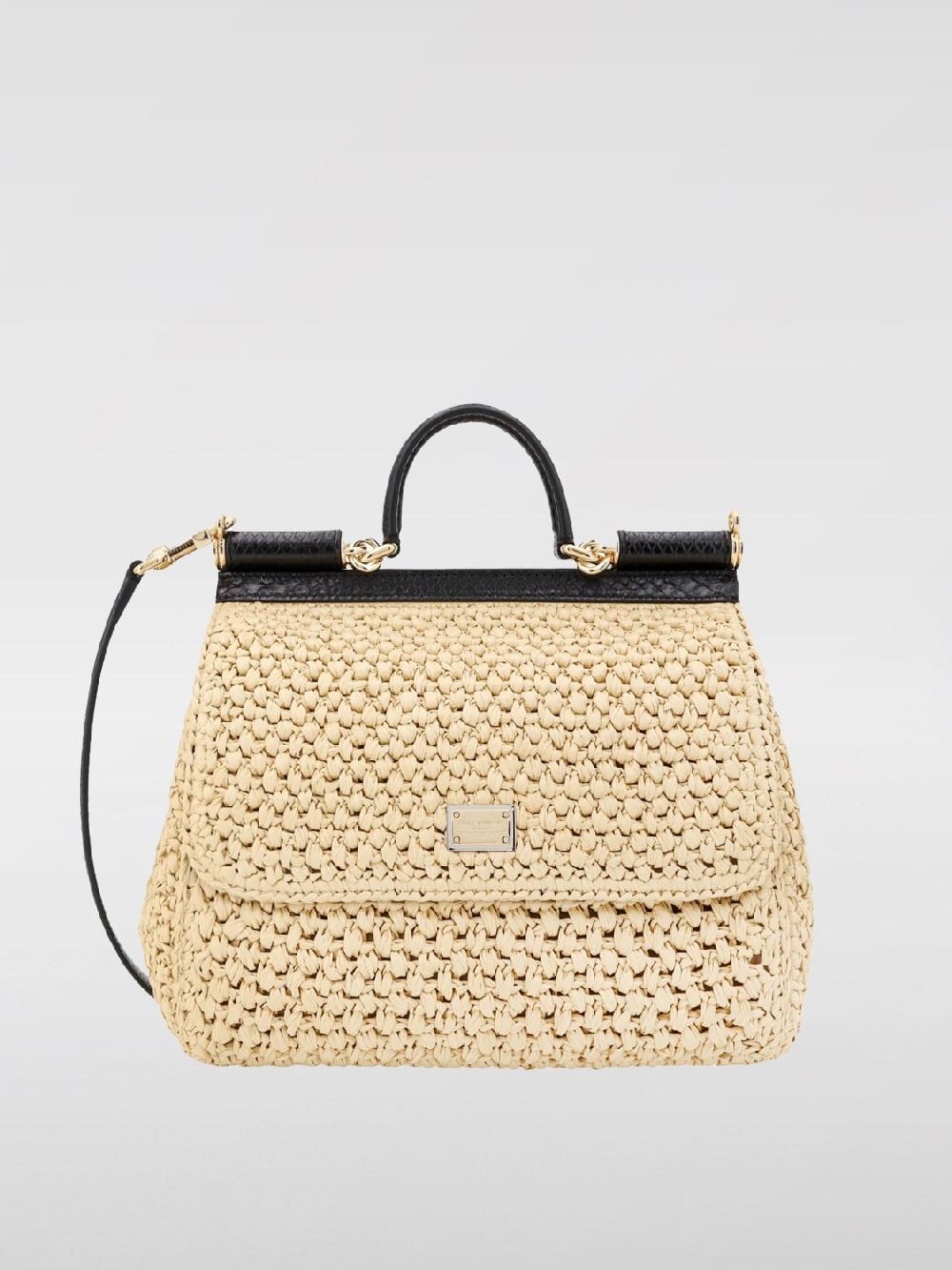 Giglio Borsa Sicily Dolce & Gabbana in rafia intrecciata e pelle