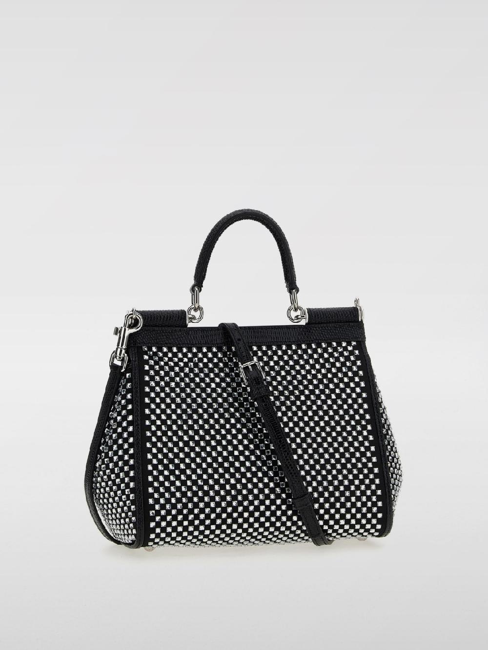 Giglio Borsa Sicily Dolce & Gabbana In Tessuto E Pelle Con Strass