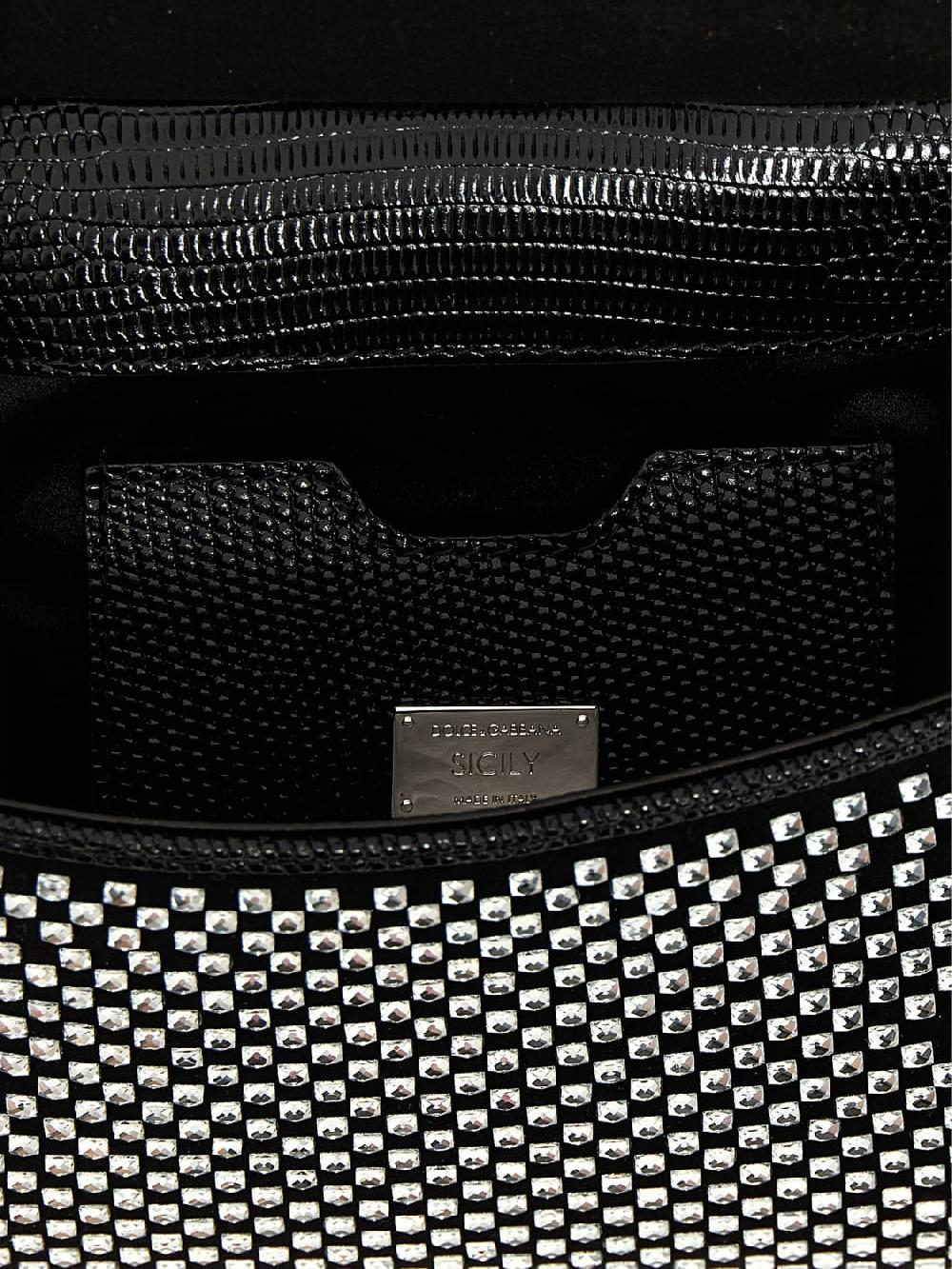 Giglio Borsa Sicily Dolce & Gabbana In Tessuto E Pelle Con Strass