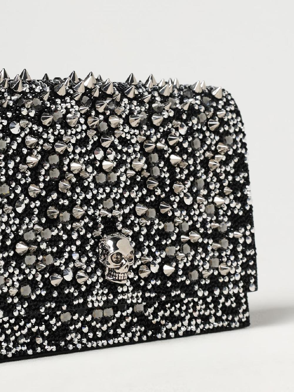 Giglio Borsa Skull Alexander McQueen In Camoscio Con Strass E Borchie All Over