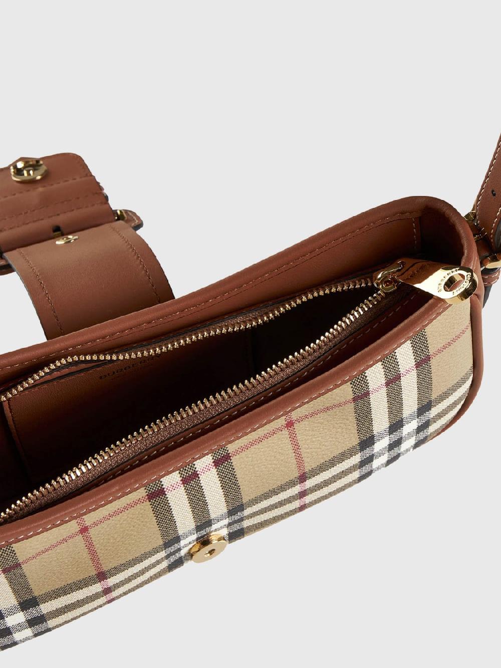 Giglio Borsa Sling Vintage Check Burberry In Cotone Spalmato E Pelle