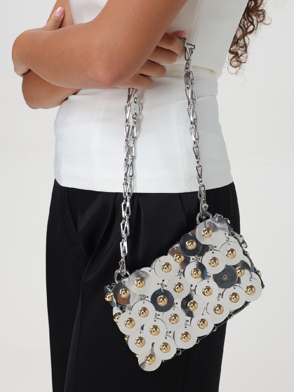 Giglio Borsa Sparkle Mini Rabanne In Paillettes Ricamate Con Maglie Metalliche