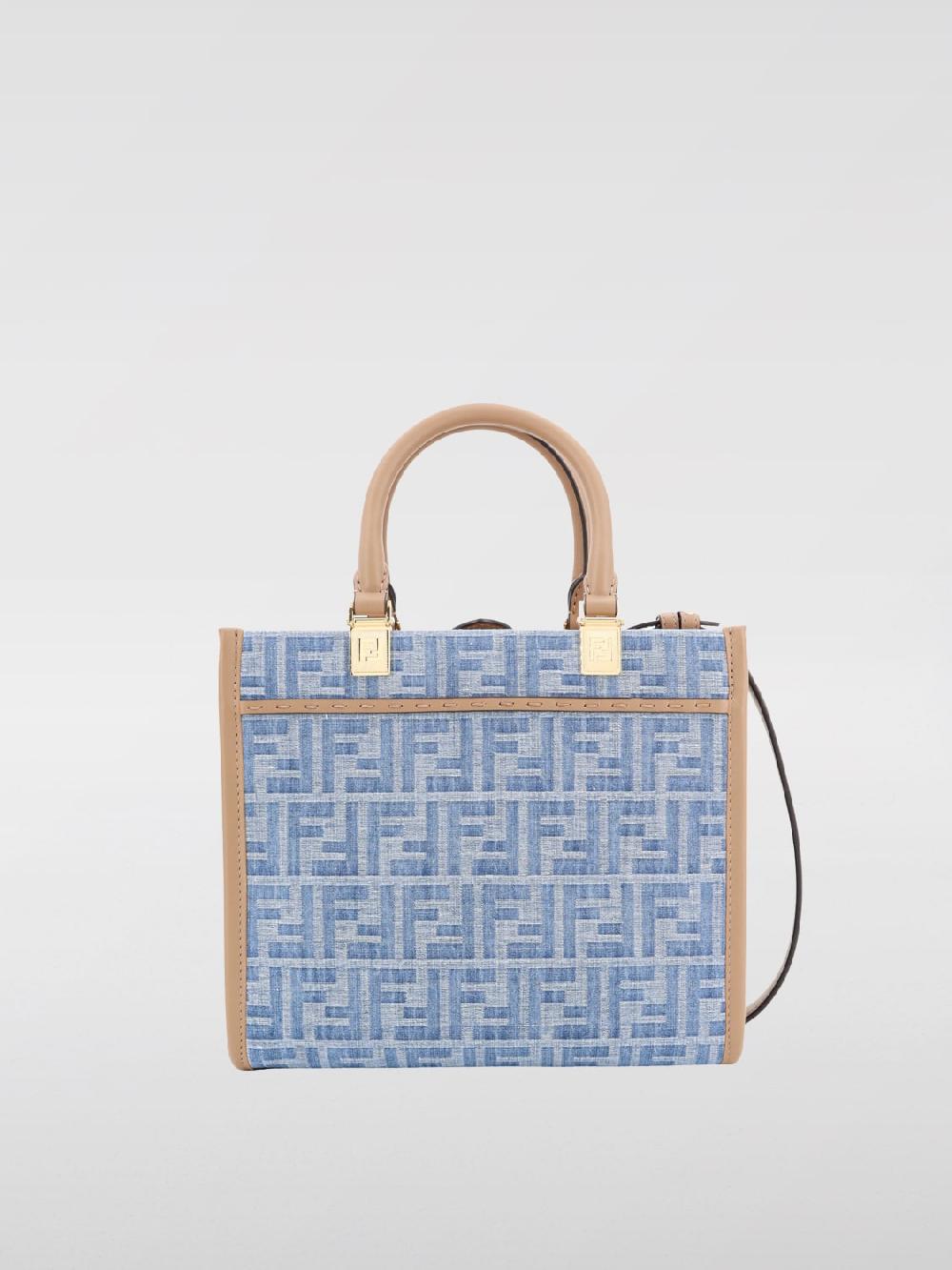 Giglio Borsa Sunshine Fendi In Denim Con Monogram FF All Over