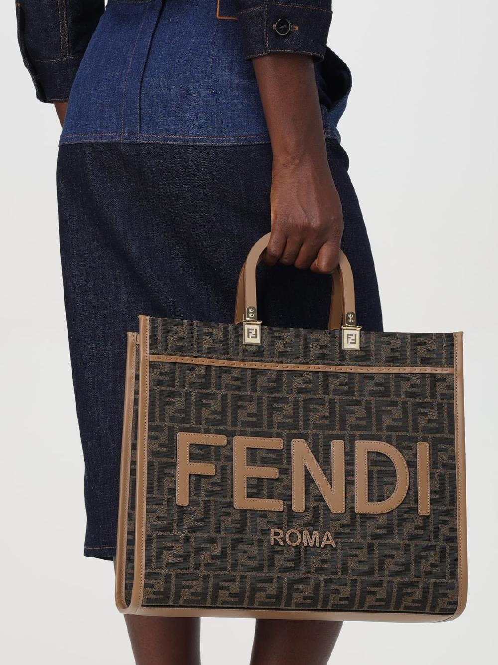 Giglio Borsa Sunshine Fendi In Tessuto Con Monogram FF Jacquard