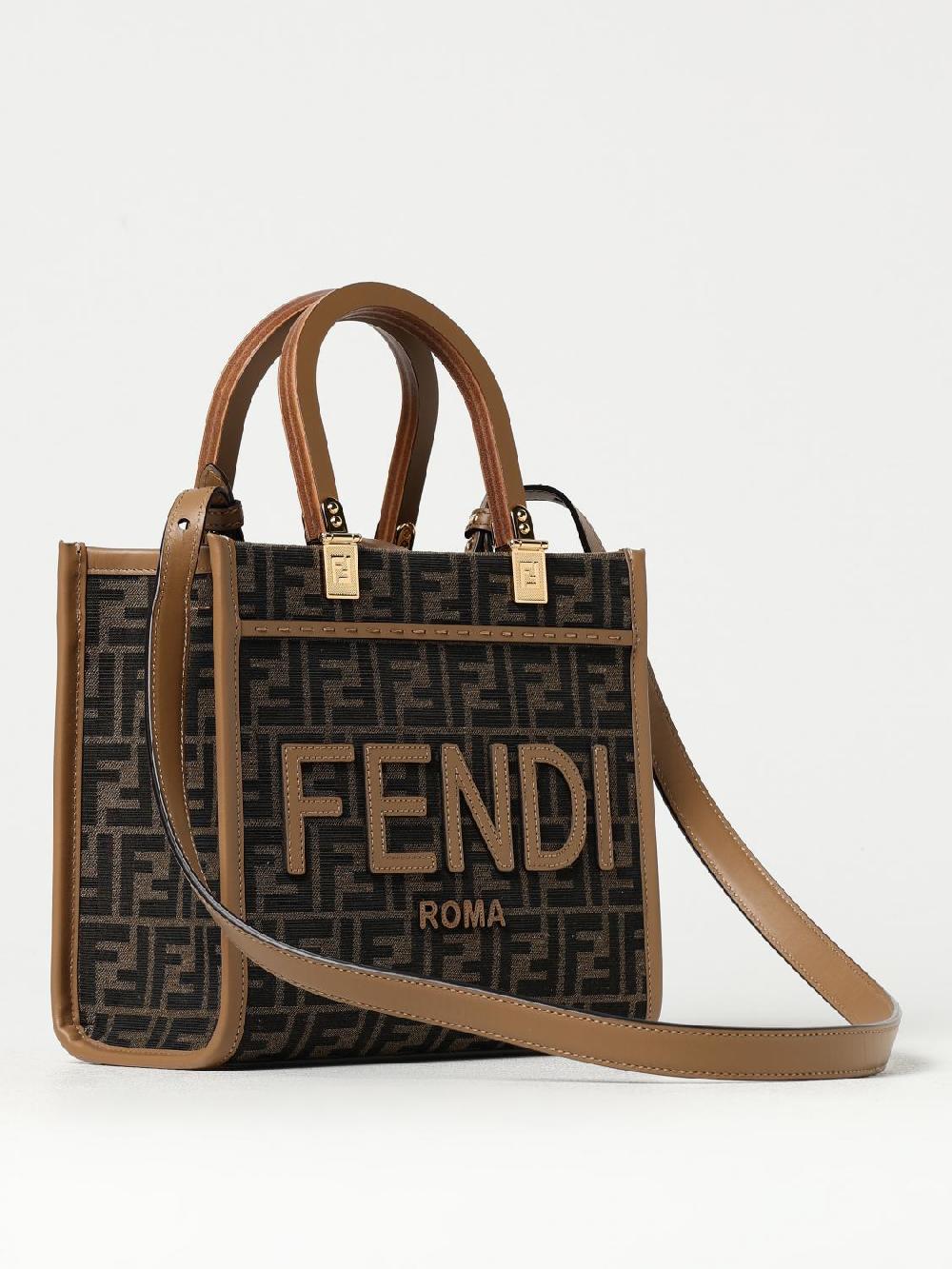 Giglio Borsa Sunshine Fendi In Tessuto Jacquard FF E Pelle