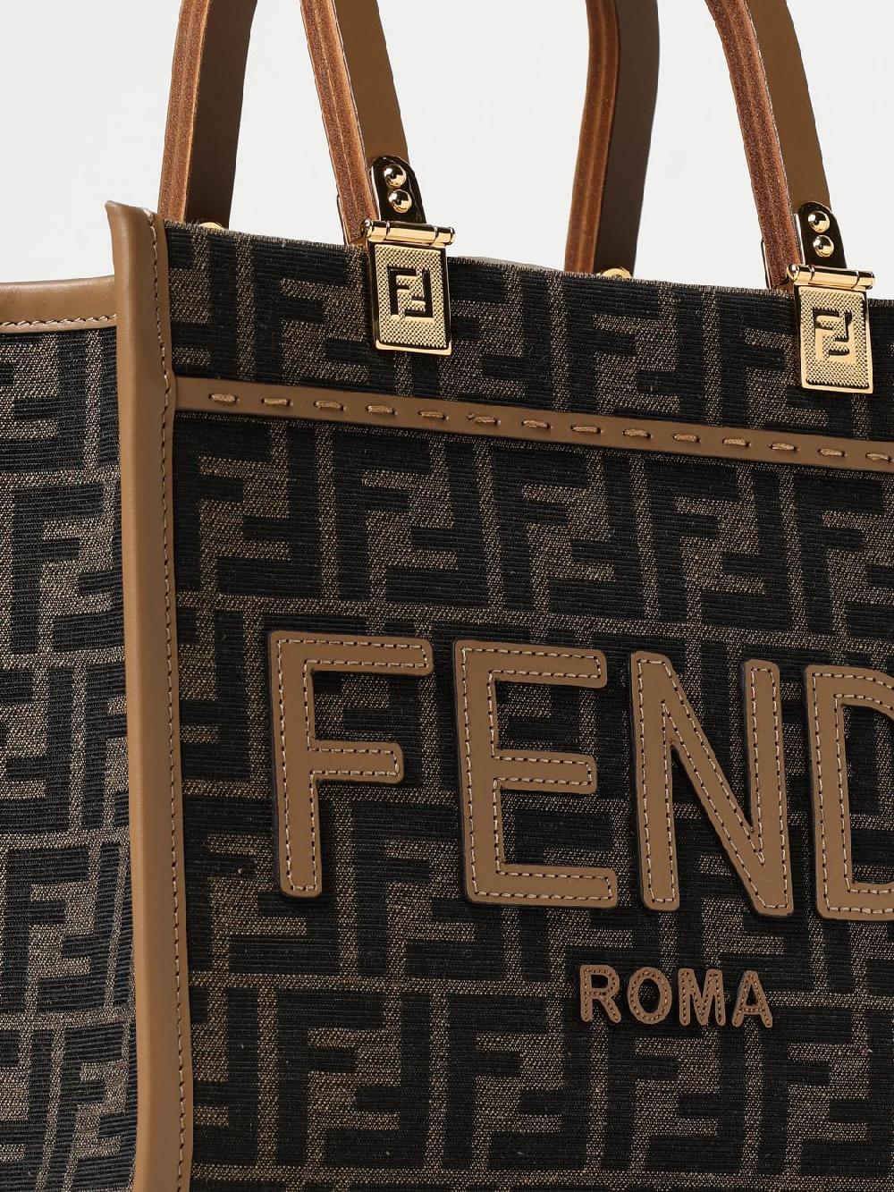 Giglio Borsa Sunshine Fendi In Tessuto Jacquard FF E Pelle