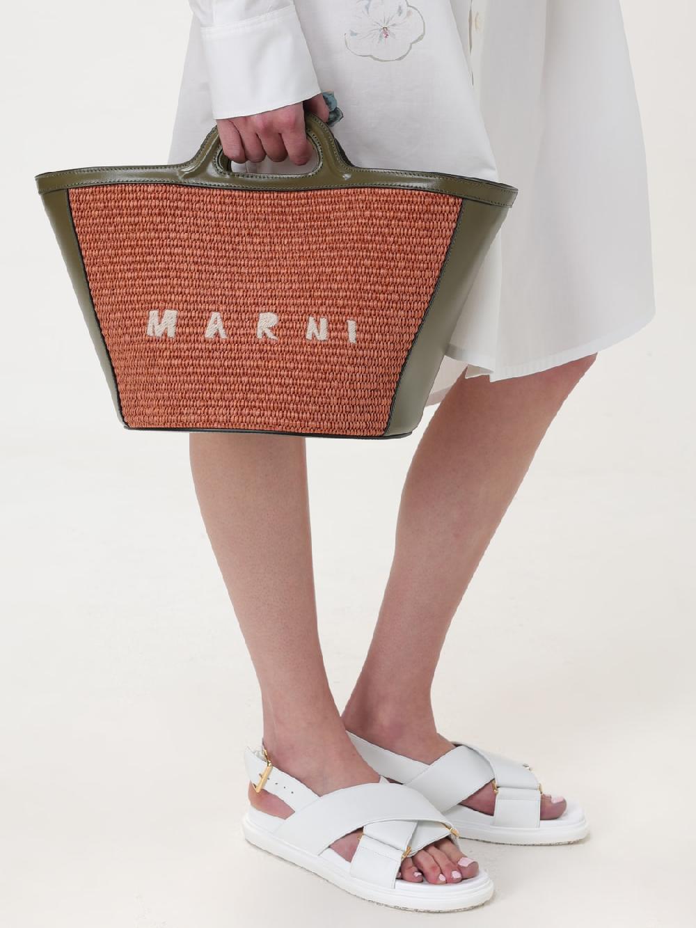 Giglio Borsa Tropicalia Marni In Rafia E Pelle Con Tracolla