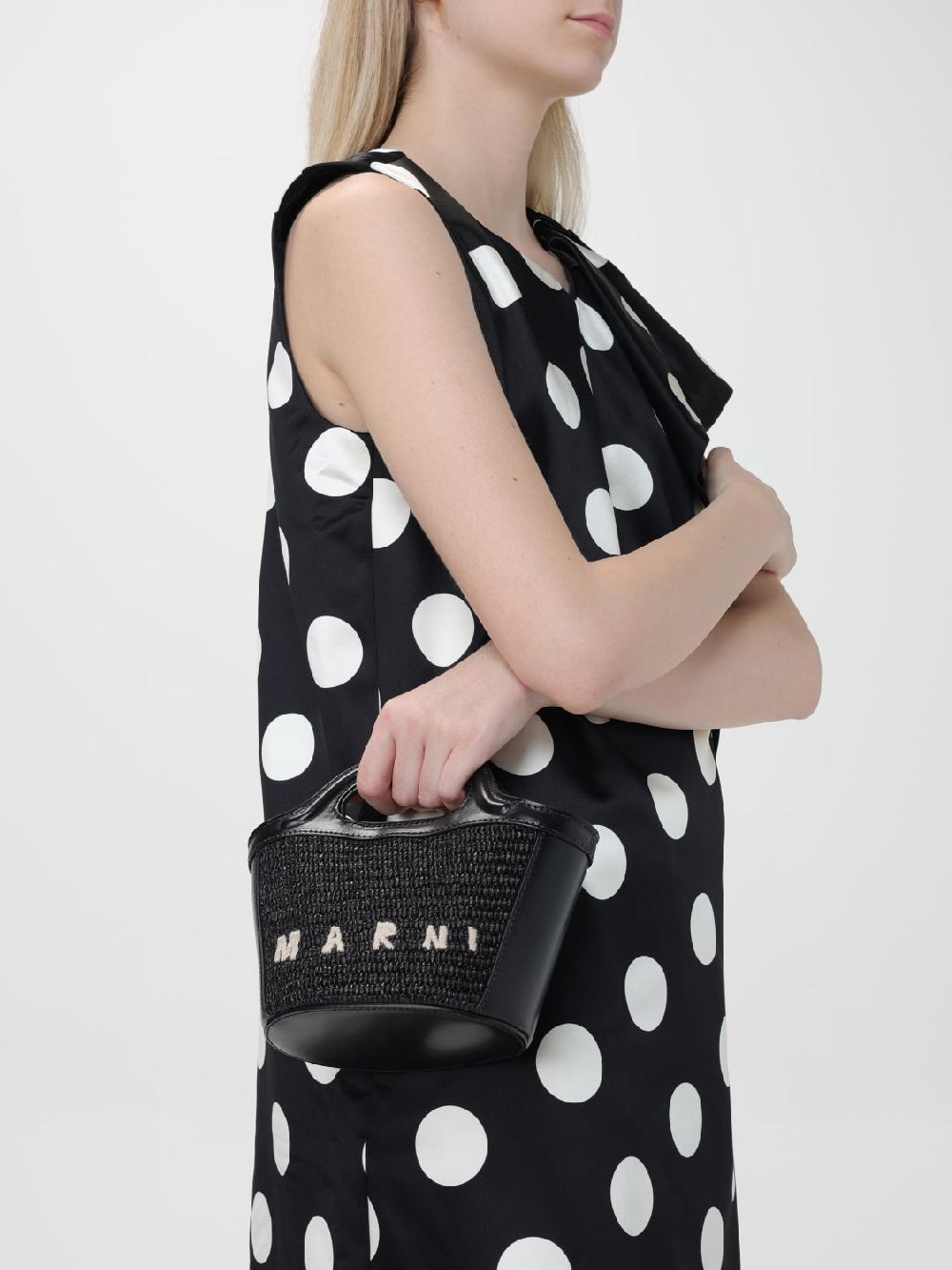 Giglio Borsa Tropicalia Marni In Rafia Intrecciata E Pelle