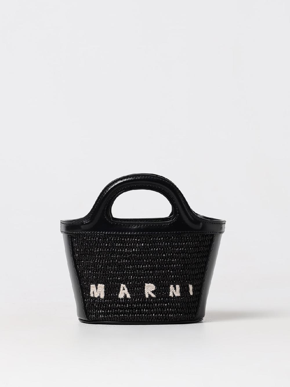 Giglio Borsa Tropicalia Marni in rafia intrecciata e pelle