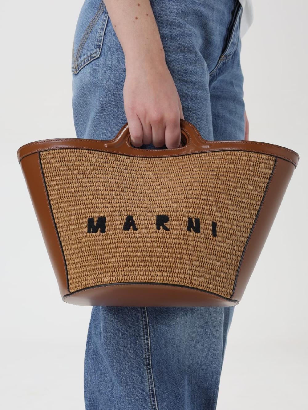 Giglio Borsa Tropicalia Small Marni In Pelle E Rafia