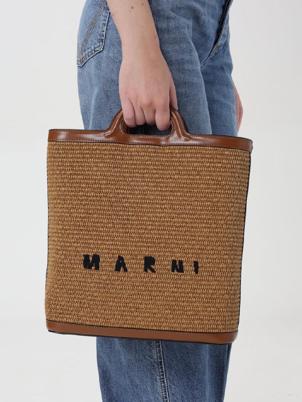 Giglio Borsa Tropicalia Tote Marni In Pelle E Rafia